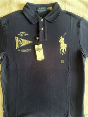 Polo by Ralph Lauren Navy Short-Sleeve Embroidered Polo with Nautical Patch